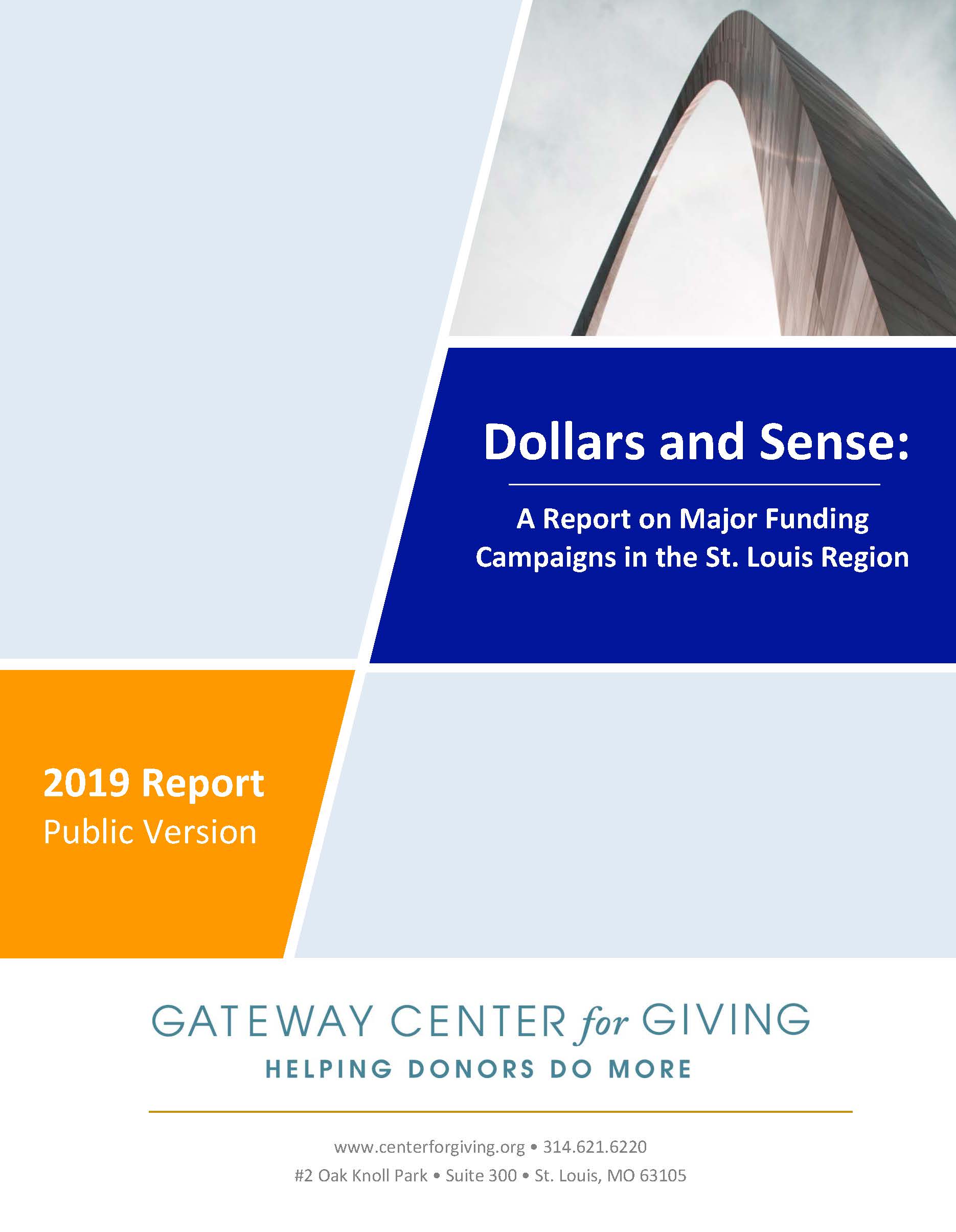 Cover of Dollars and Sense: A Report on Major Funding Campaigns in the St. Louis Region - 2019 Public Report